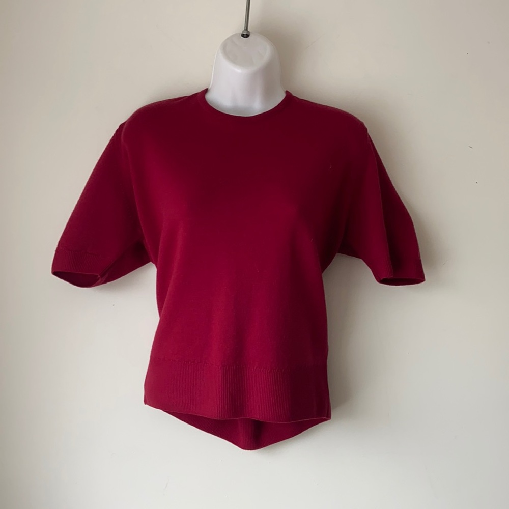 100% Wool WINDSOR HOUSE red knit short sleeve sweater Size 40